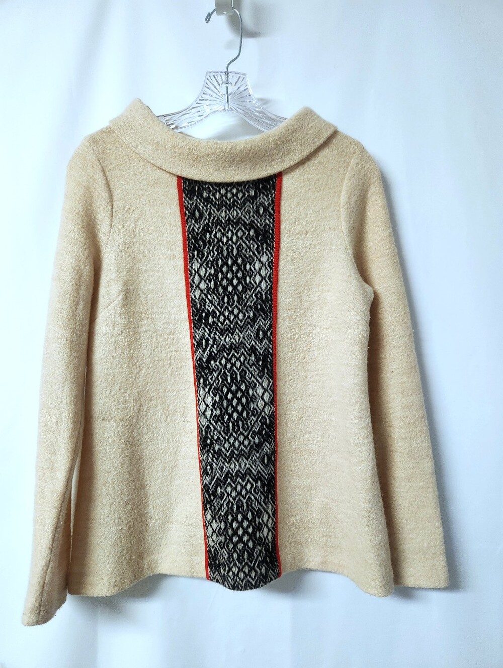 Anthro Angel of the North Wool Nordic Intarsia Pullover Sweater Cream Small